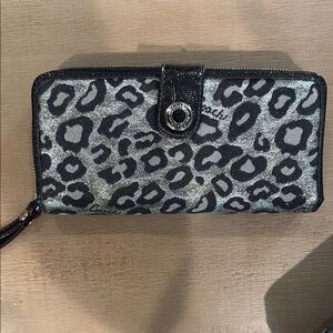 Coach Black and Gray Leopard Print Wallet